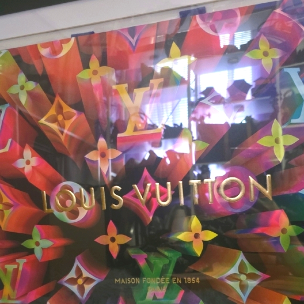 Louis Vuitton Multicolor Burst Art Print Huge XL Shopping Bag In Frame (EUC)🖤✨️ - Picture 2 of 5